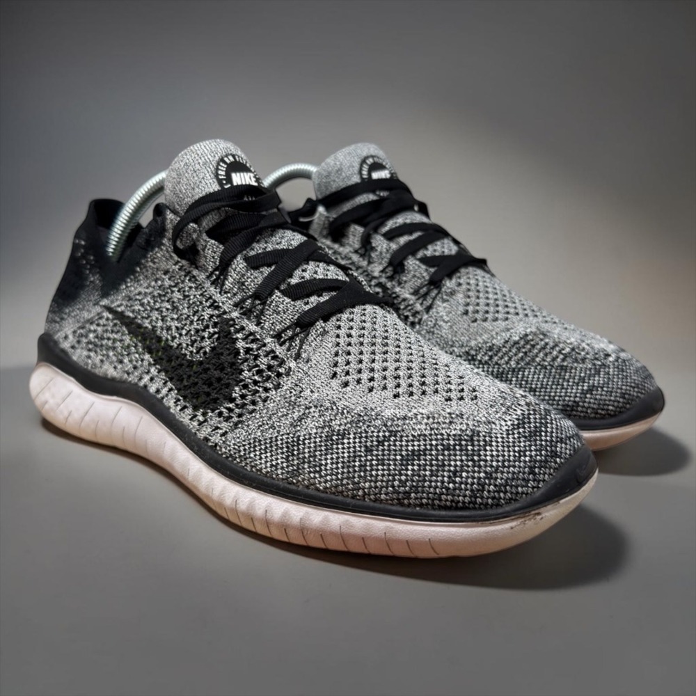 Nike Free RN Flyknit 2018 Mens 8.5 Grey Black Running Shoes 942838-001